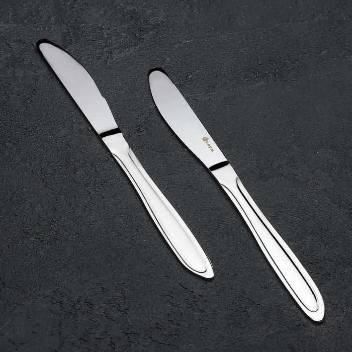 Нож столовый "Вираж", длина 20 см, толщина 2 мм, цвет серебряный  #1
