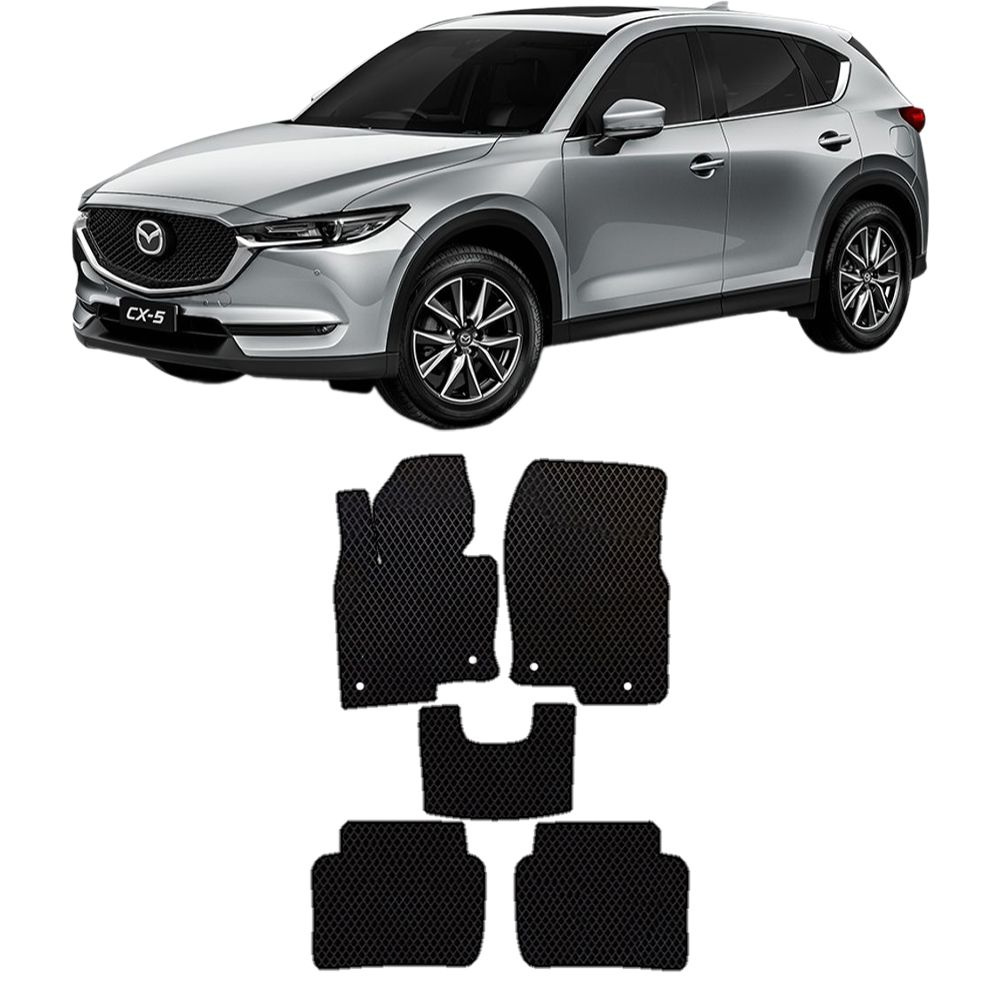 Коврики в салон автомобиля MAZDA CX-5 2 2017-н.в, цвет черный - купить по  выгодной цене в интернет-магазине OZON (260352954)