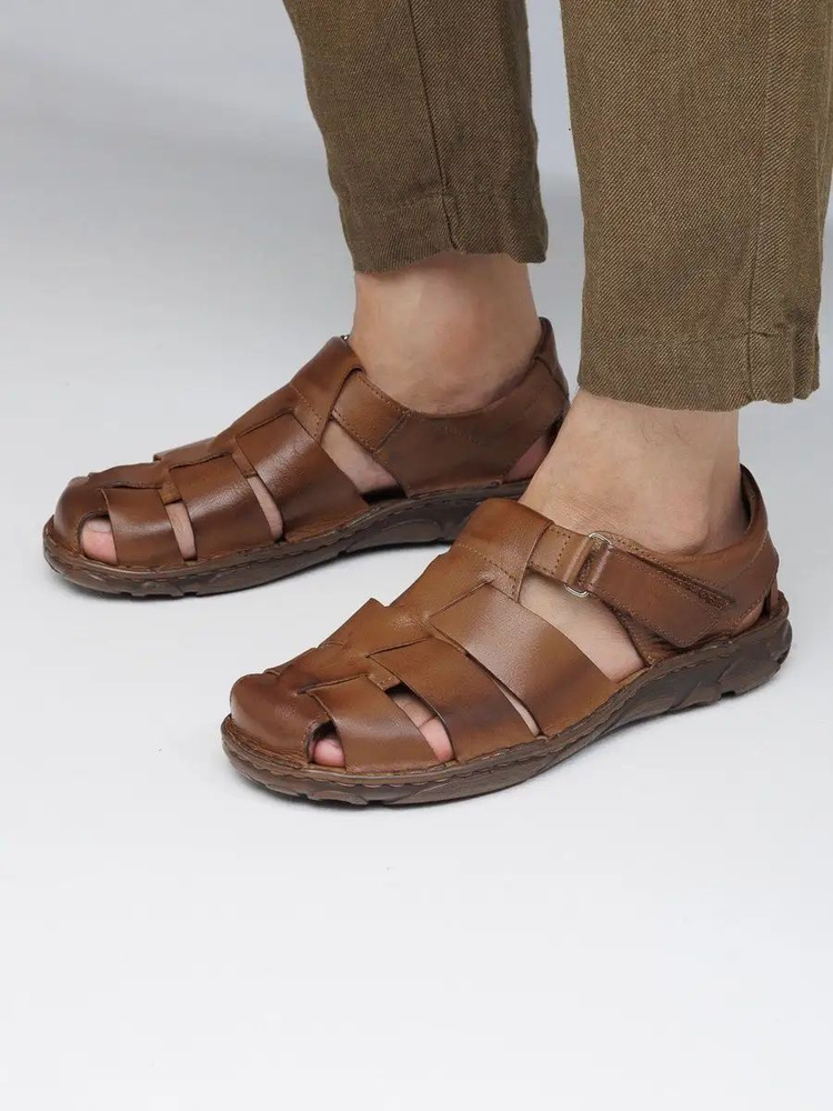 мужские кожаные сандалии на толстой подошве