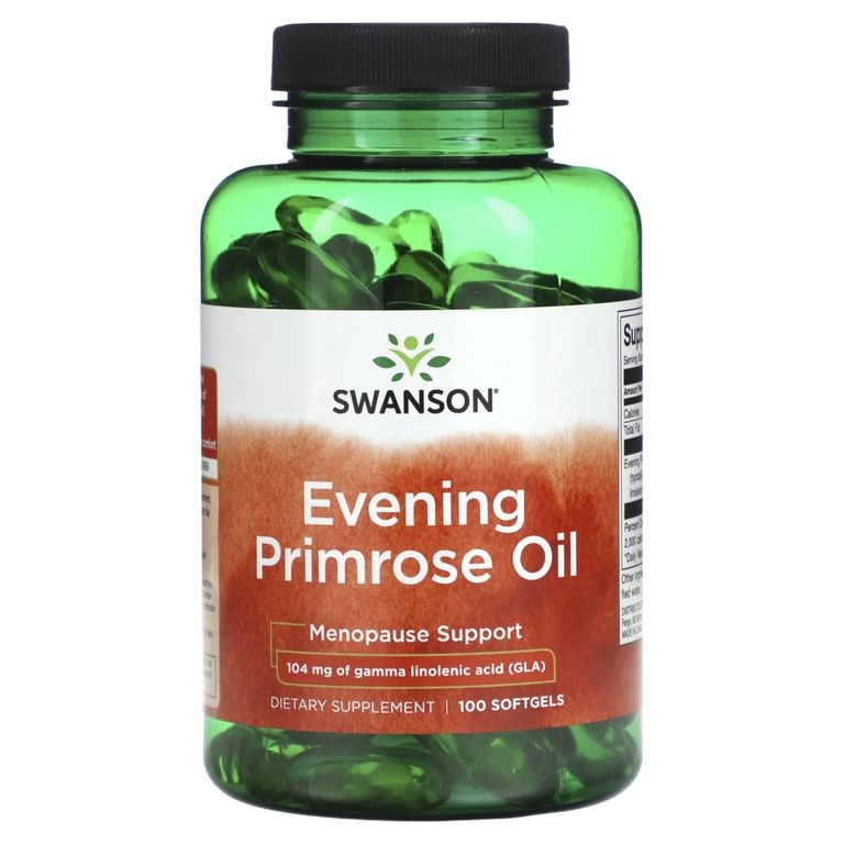 Масло примулы вечерней 100 капсул, Swanson Evening Primrose Oil 1.3 g, Нормализует гормональный фон у #1