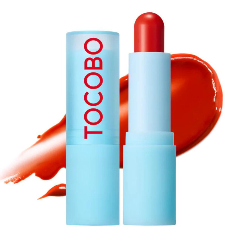 Tocobo Увлажняющий оттеночный бальзам для губ в красном оттенке Glass Tinted Lip Balm 013 Tangerine Red #1