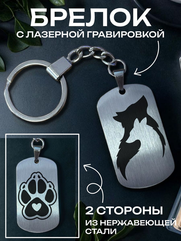 Брелок с рисунком Волк и лиса #1