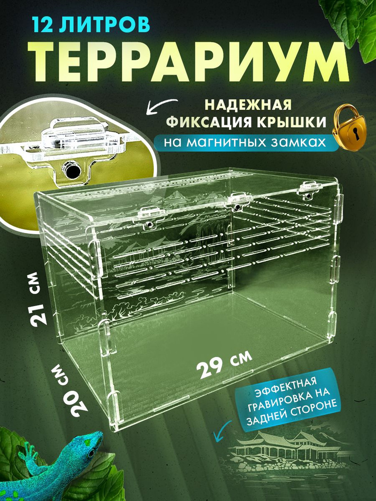 Акриловый террариум для рептилий и насекомых 29х21х20 см. - купить с ...