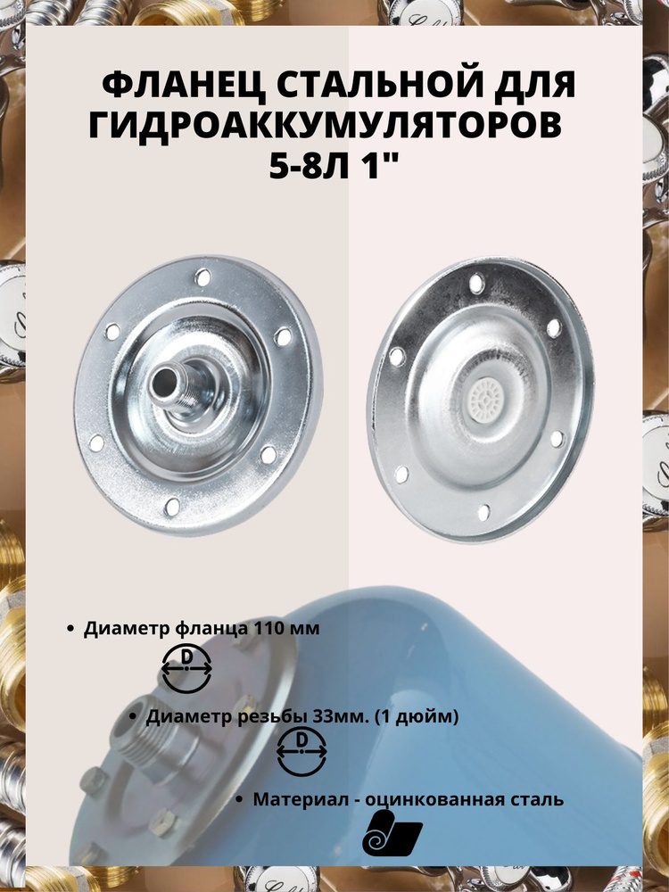 Фланец стальной для гидроаккумуляторов, 1" 5-8 л., (пласт. антикор ...
