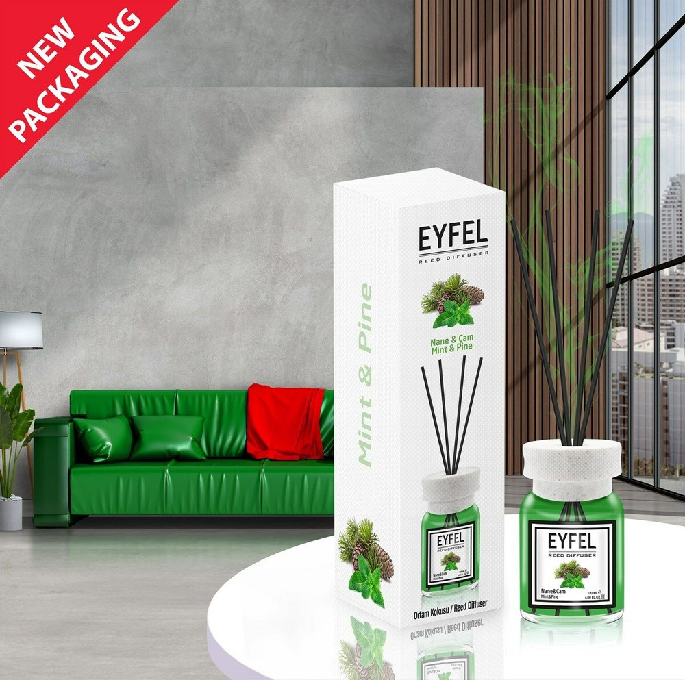 EYFEL PERFUME Диффузор Мята и Сосна, 120 мл, ароматический диффузор для дома с палочками  #1