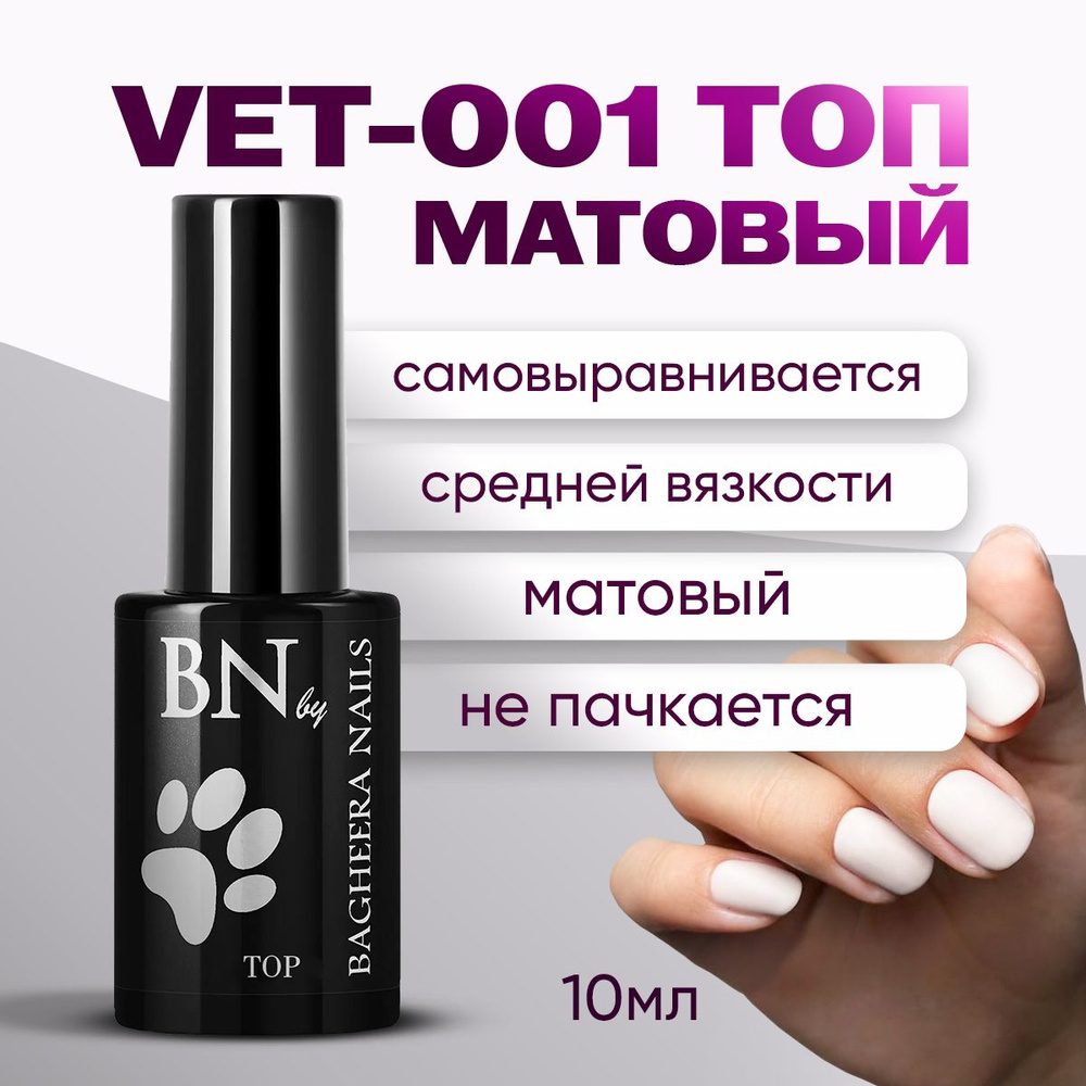 Bagheera Nails топ липкого слоя, матовый, для гель-лака, vet-001,10мл.  #1