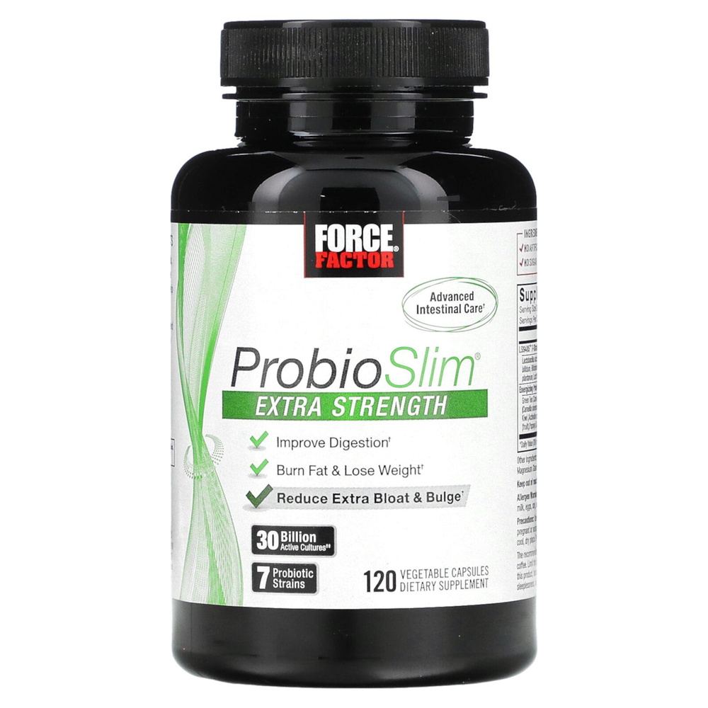 FORCE FACTOR ProbioSlim, Экстра сила, 120 растительных капсул из США  #1