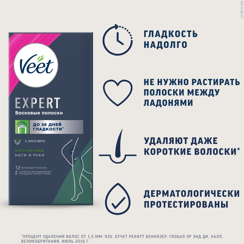 VEET Expert восковые полоски для депиляции ног и рук для сухой кожи 12 шт  #1