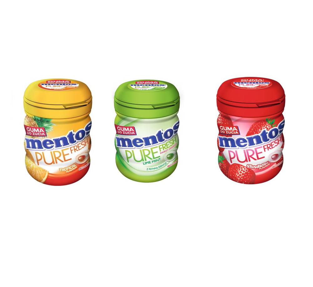 Жевательная резинка Mentos pure fresh набор 3 шт по 60 гр #1