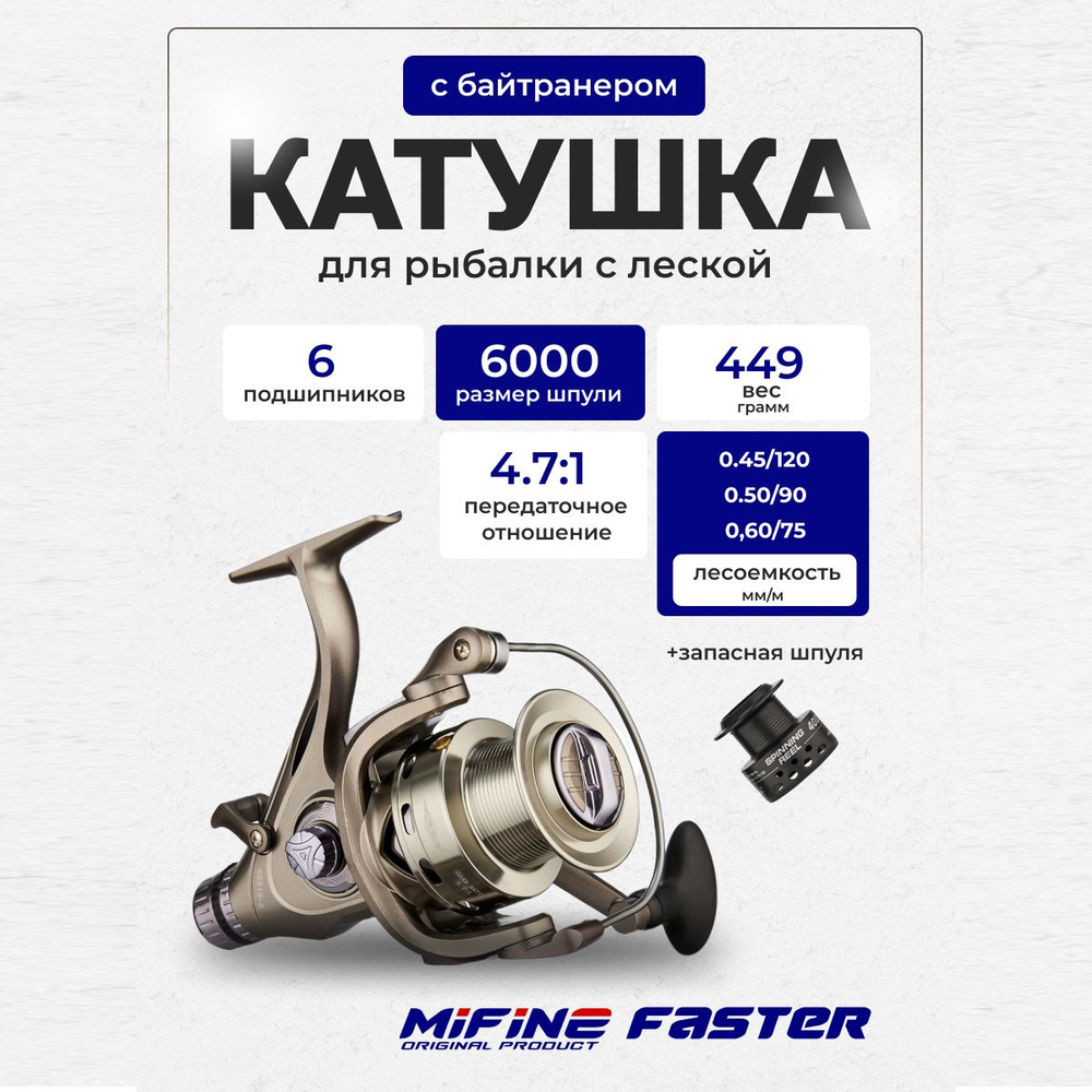 Катушка карповая с байтранером MIFINE FASTER 6000B #1