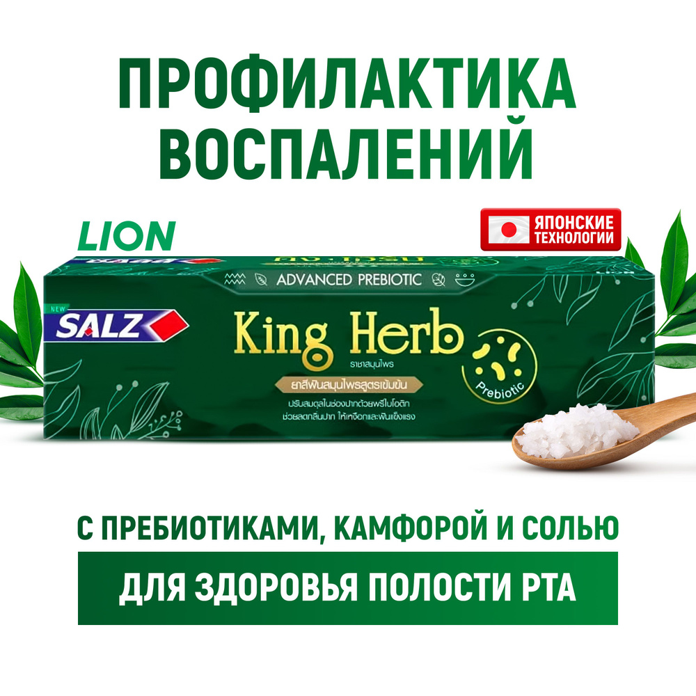 Lion Зубная паста Salz King Herb с фтором, гипертонической солью, экстрактами целебных трав и пребиотиками, #1