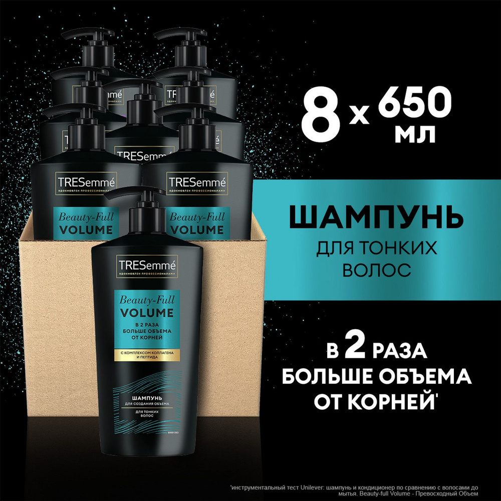 TRESemme Beauty-full Volume Шампунь мицелярный, с коллагеном, для создания объема, 8 шт по 650 мл  #1