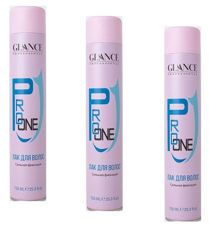 Glance Professional Лак для волос профессиональный Pro One Hair Сильная Фиксация 750мл. 3шт  #1