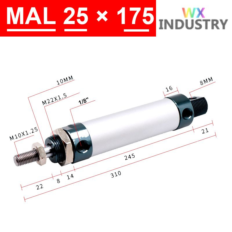 Пневмоцилиндр MAL 25X175,ход поршня 175 мм #1