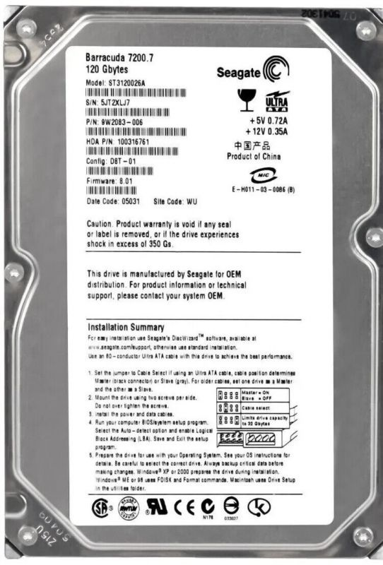 Seagate 120 ГБ Внутренний жесткий диск (ST3120026A)  #1