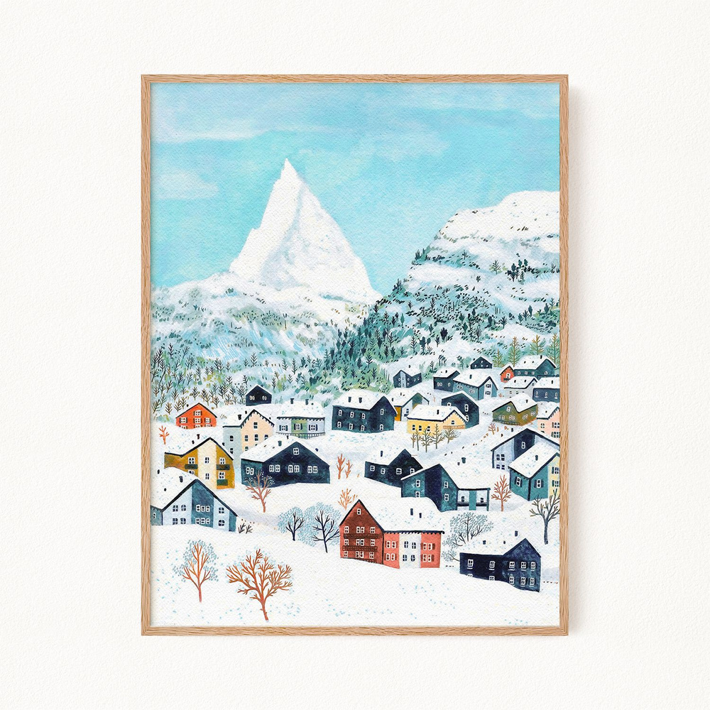 Новогодний постер "Mountain Village No1", 30х40 см #1