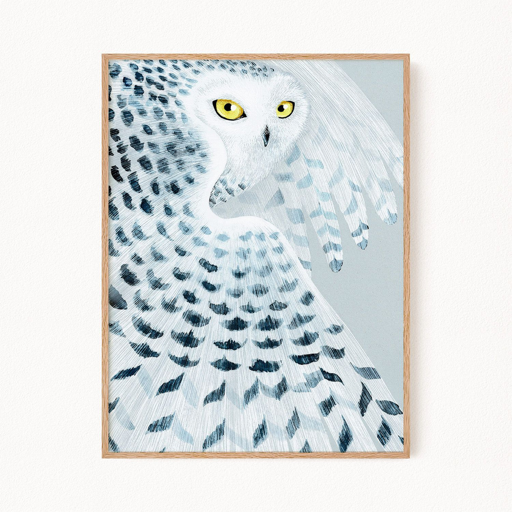 Новогодний постер "White Owl", 21х30 см #1