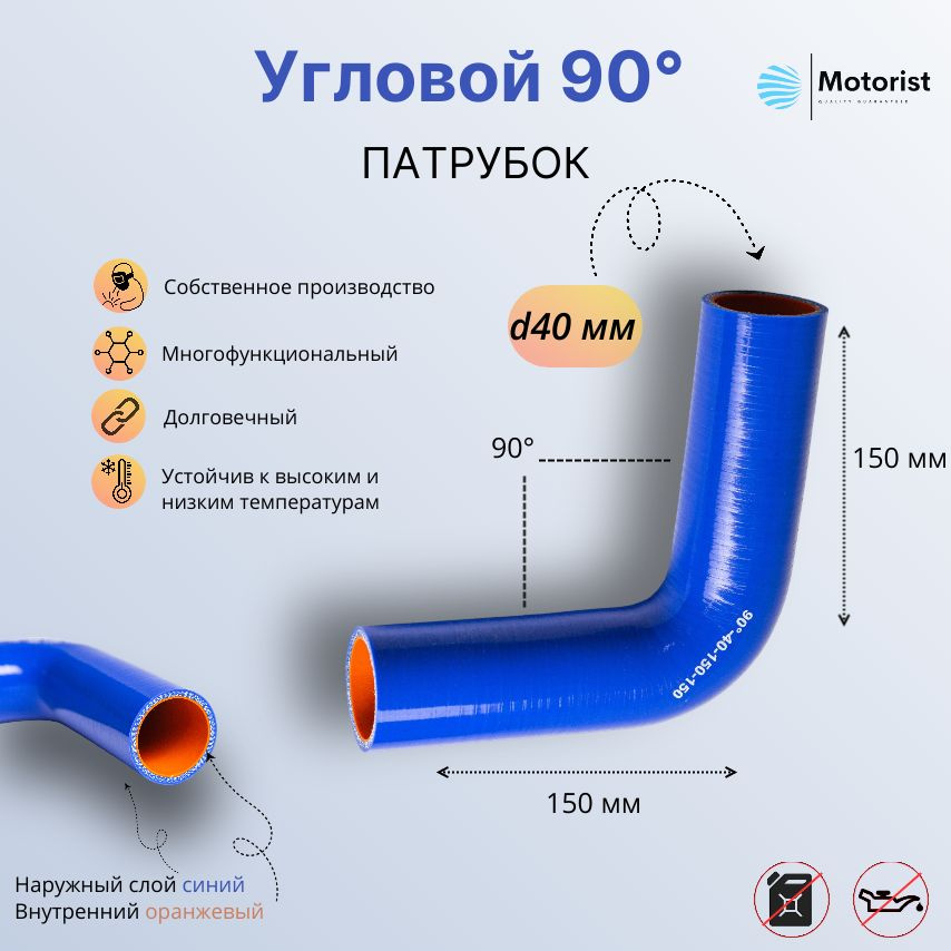 Motorist Патрубок охлаждения, 150 мм, арт. d40 #1