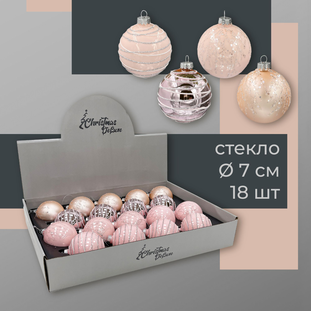 Набор стеклянных ёлочных шаров ChristmasDeLuxe, 18 шт. диаметром 7 см  #1