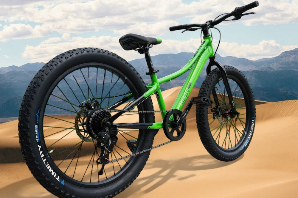 Велосипед полуфэтбайк FATBIKE Timetry TT274 /7s 24" Рама 12" Детский Подростковый, зеленый  #1