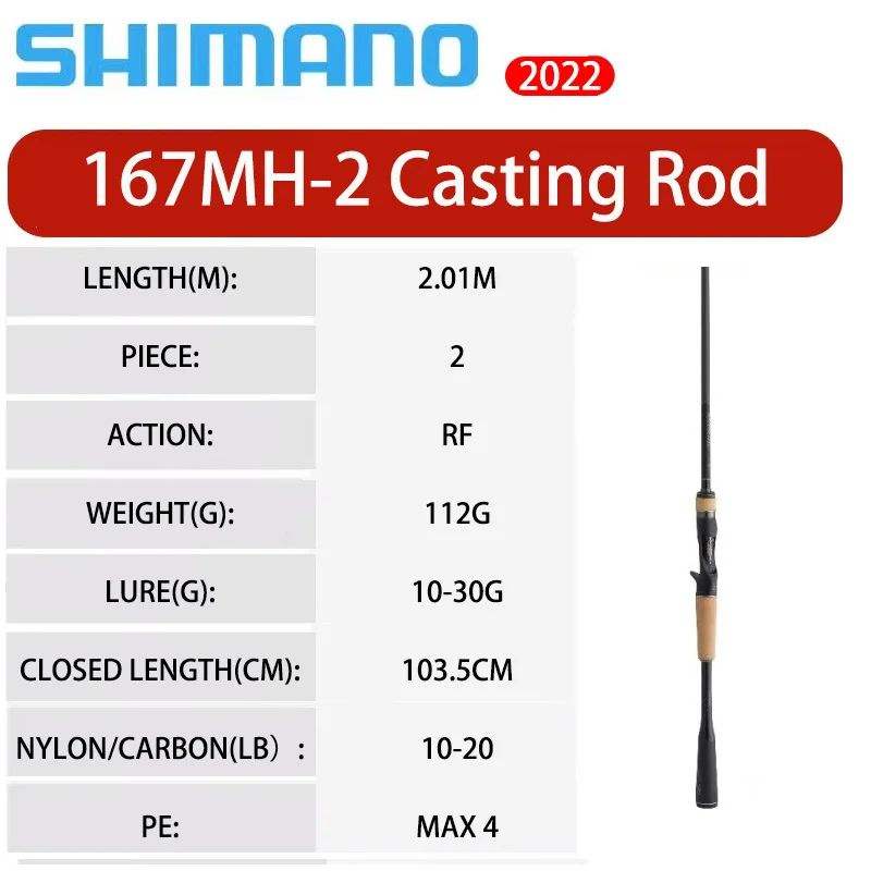 2022 SHIMANO EXPRIDE EXP 167MH-2 2.01m,30g Две секции стержня Luya