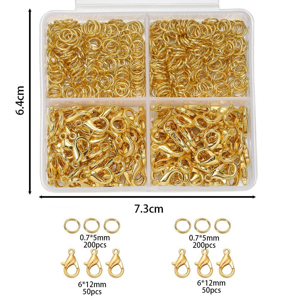 Застежка карабин-лобстер 12*6мм 100 шт с соединительными кольцами 5*0,7мм 400 шт , фурнитура для бижутерии #1