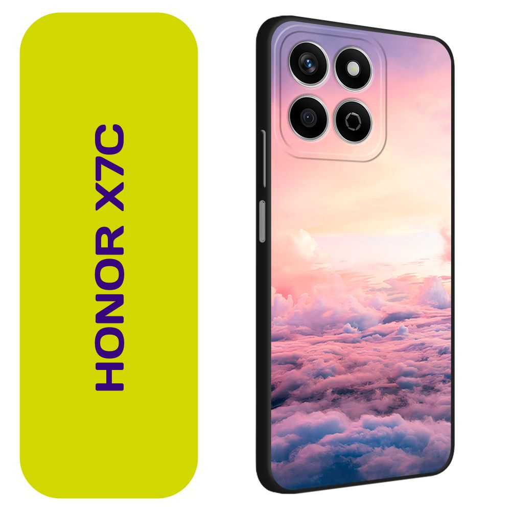 Матовый силиконовый чехол на Honor X7C / Хонор X7C "Небо 2", черный  #1