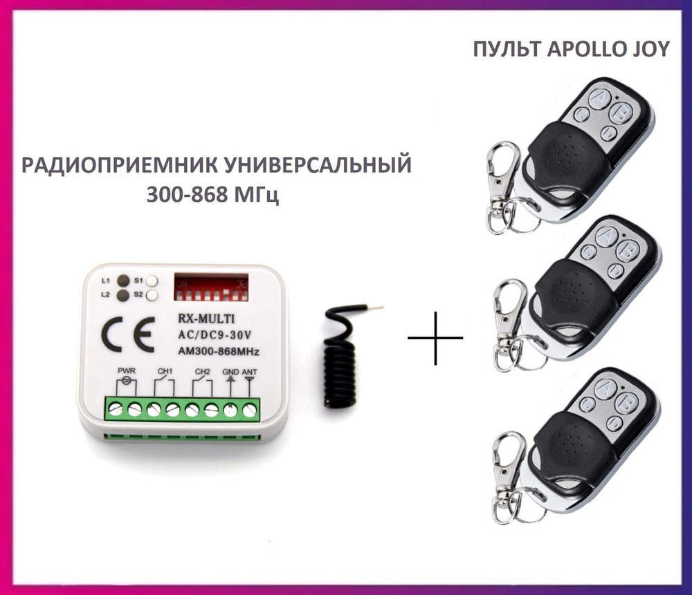 Радиоприемник внешний универсальный 2-х канальный для ворот и шлагбаумов RX-MULTI 300-868MHz AC/DC9-30v #1