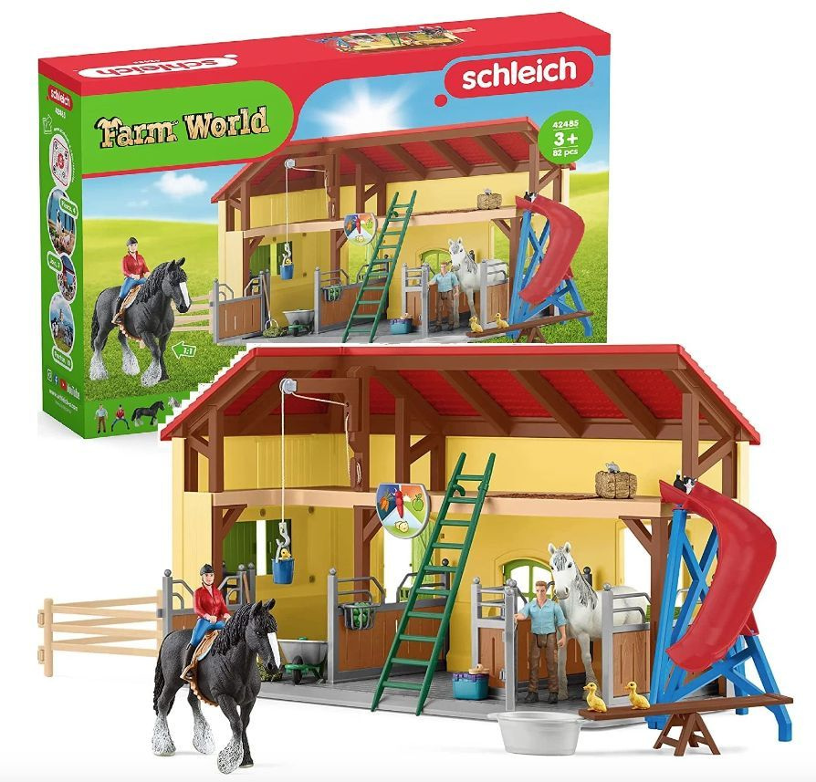 Игровой набор Schleich Farm World ферма, конюшня с лошадьми 30 предметов 42485  #1