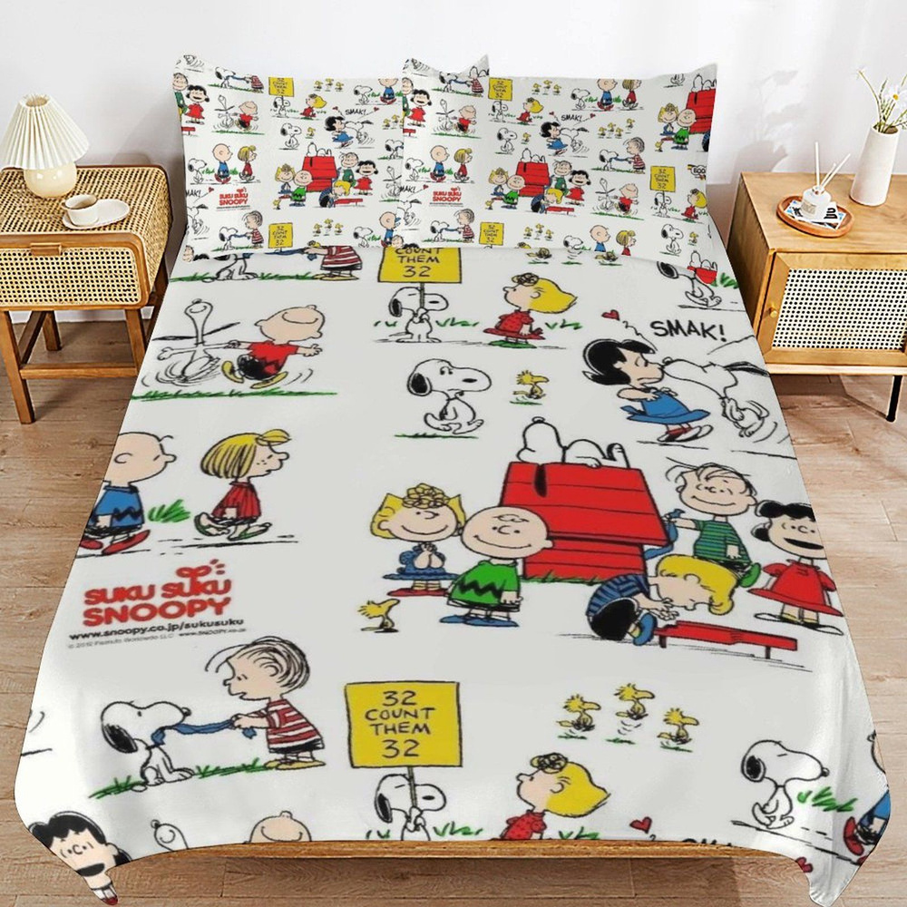 SNOOPY Комплект постельного белья, Микрофибра, Полуторный, наволочки 51x76  #1