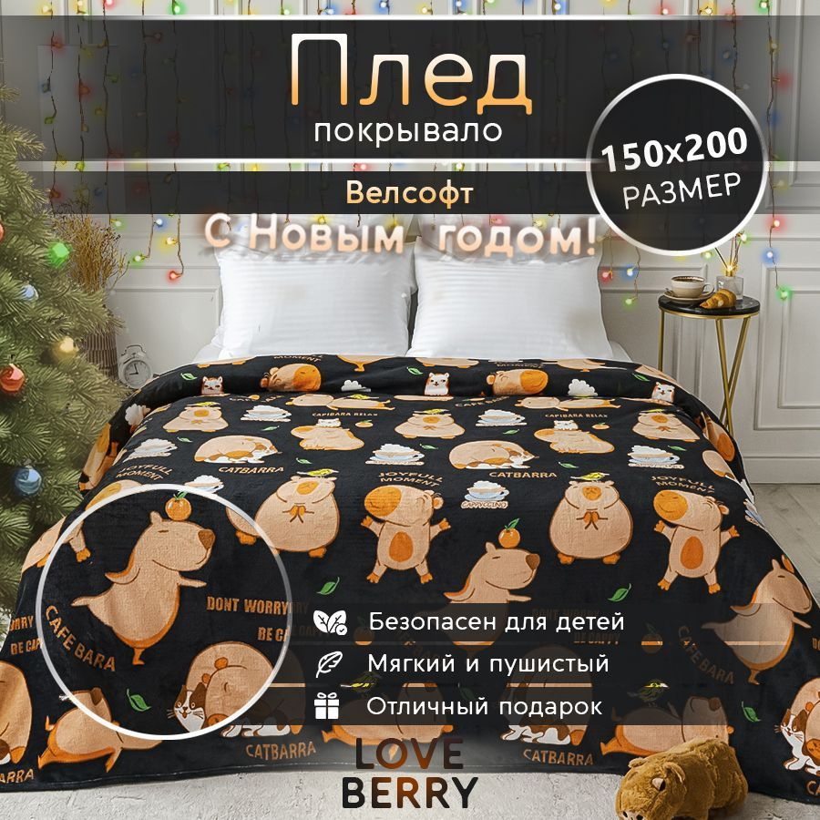 LoveBerry Плед , Велсофт, 200х150 см #1