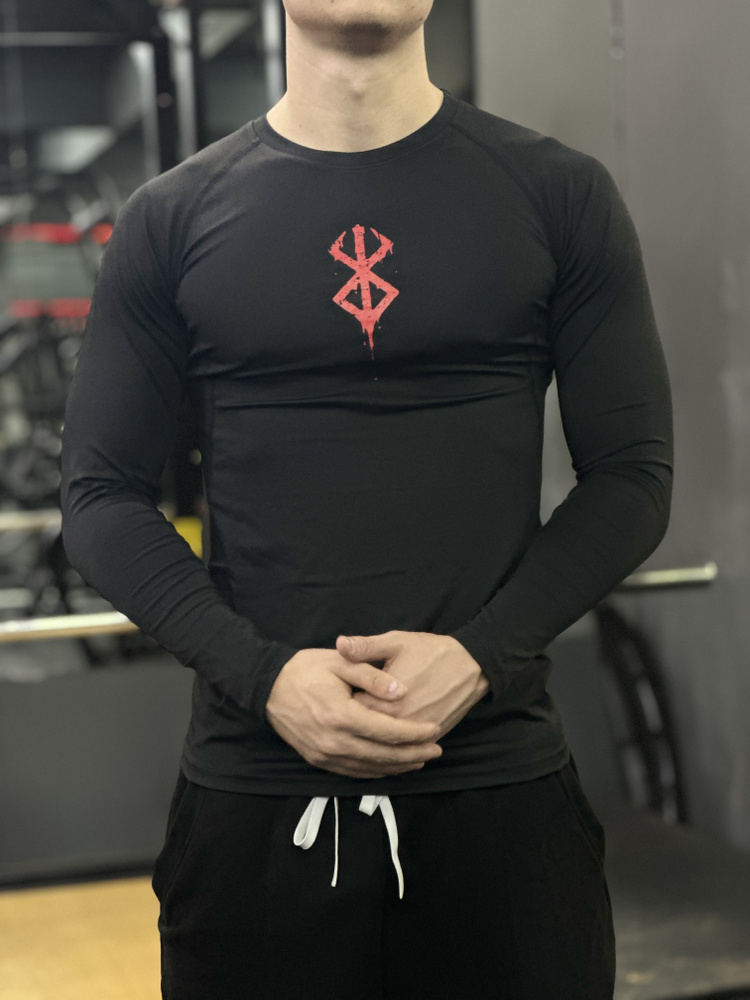 Рашгард Мужской NAILELE SHOP черный, красный, размер 54 Полиэстер ...