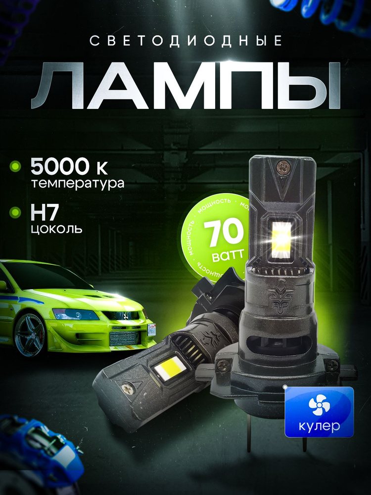 Светодиодные лампы H7 5000k для ближнего света авто Hyundai Coupe (RD2) 1999-2002 г.в., н7 лампочки h7 #1