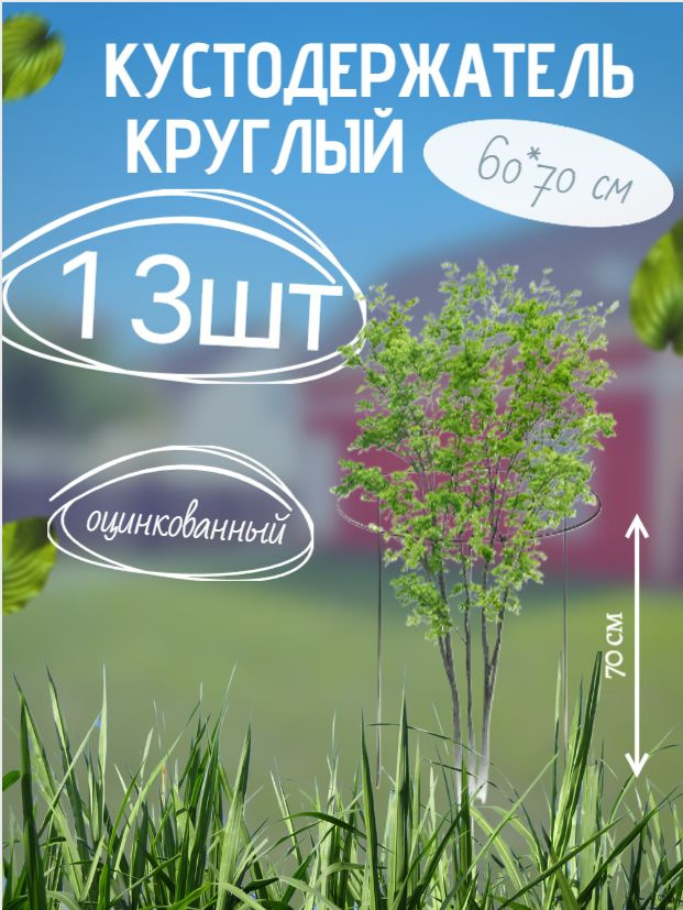 Кустодержатель металлический садовый круглый под кусты, цветы 13 шт /60*70/ Подставка под растения #1