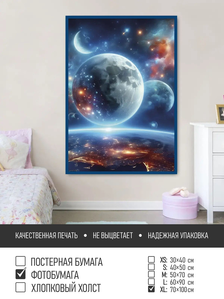 Постер на фотобумаге Планеты в космосе, 70х100 см ПолиЦентр #1