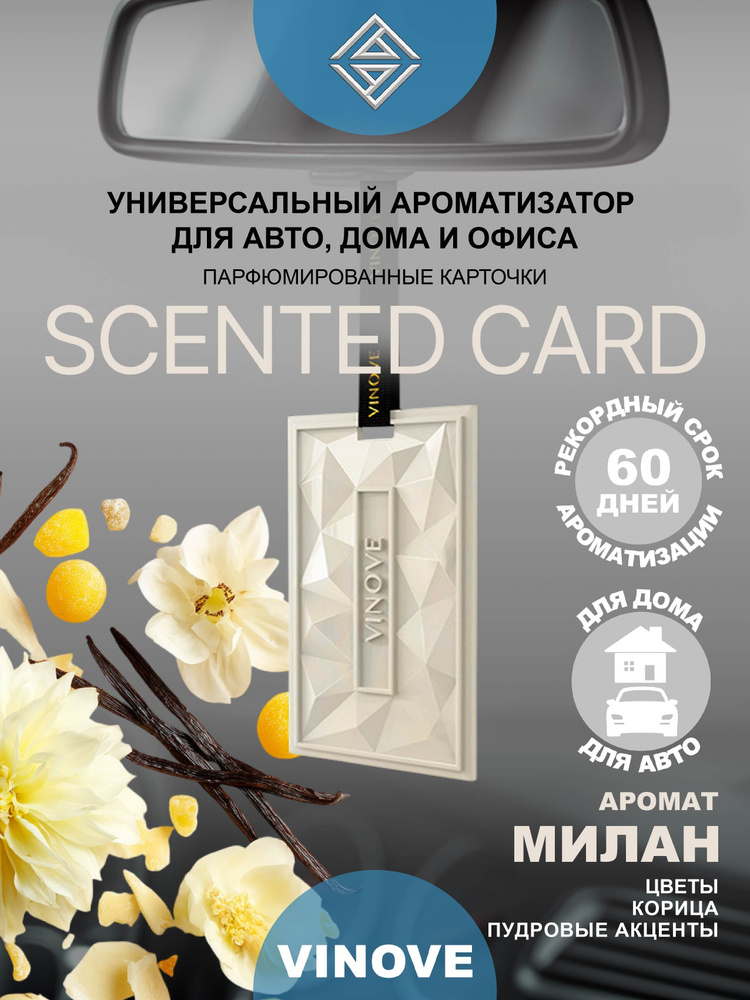 Ароматизатор автомобильный VINOVE CARD MILANO/ МИЛАН #1