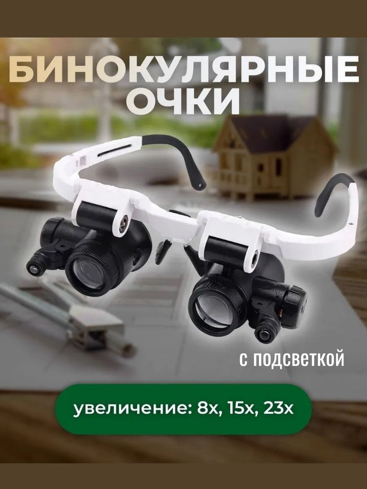 Бинокулярные очки, Очки-лупа с подсветкой 8X 15X 23X #1