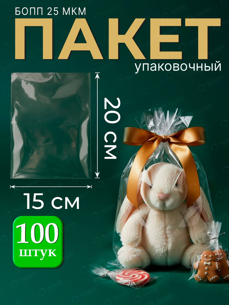 Упаковочные пакеты БОПП без клеевого клапана, тип I-13, 15х20 см, 25 мкм, 100 шт #1