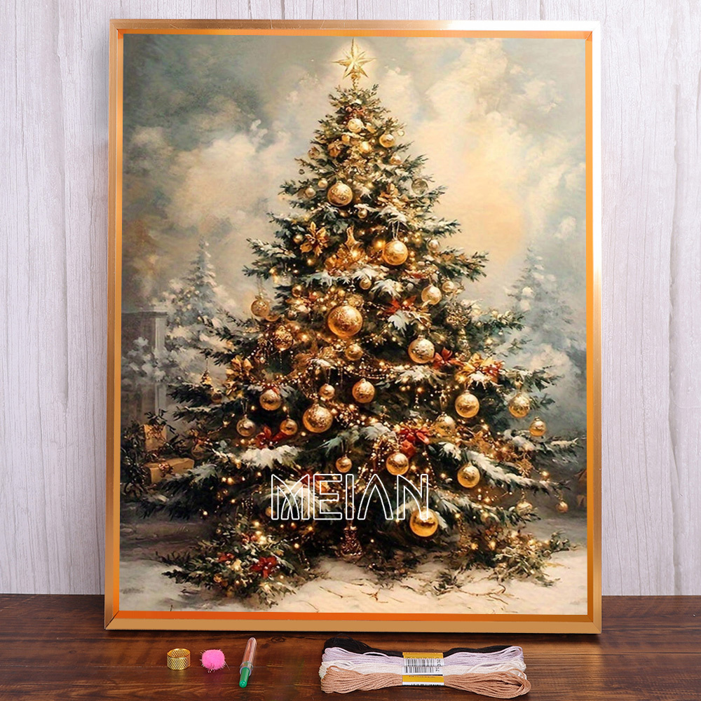 MEIAN Набор для вышивания,30x40CM,Чистый холст с сеткой 11CT,40 цветов ...