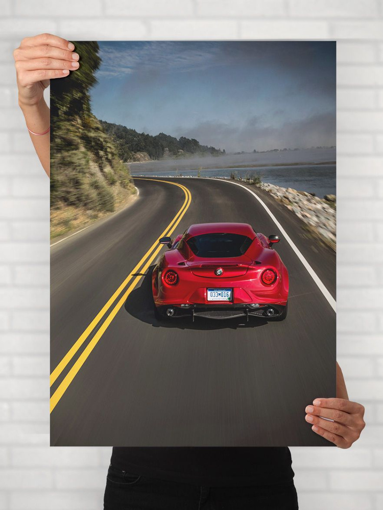 Плакат на стену для интерьера Легенды Авто (Альфа Ромео 4C - Alfa Romeo 4C 4) - Постер по машине формата #1