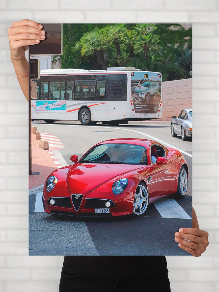 Плакат на стену для интерьера Легенды Авто (Альфа Ромео 8C Компетиционе - Alfa Romeo 8C Competizione #1
