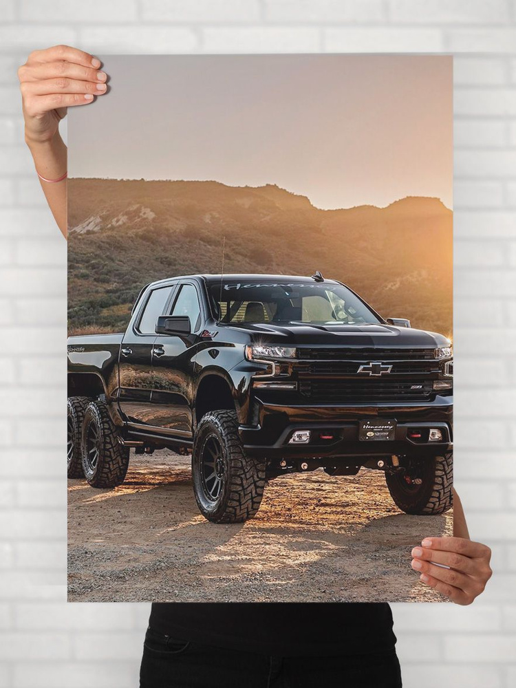 Плакат на стену для интерьера Легенды Авто (Шевроле Сильверадо - Chevrolet Silverado 3) - Постер по машине #1