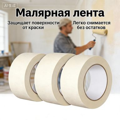 Малярная лента 48 мм 50 м, 3 шт #1