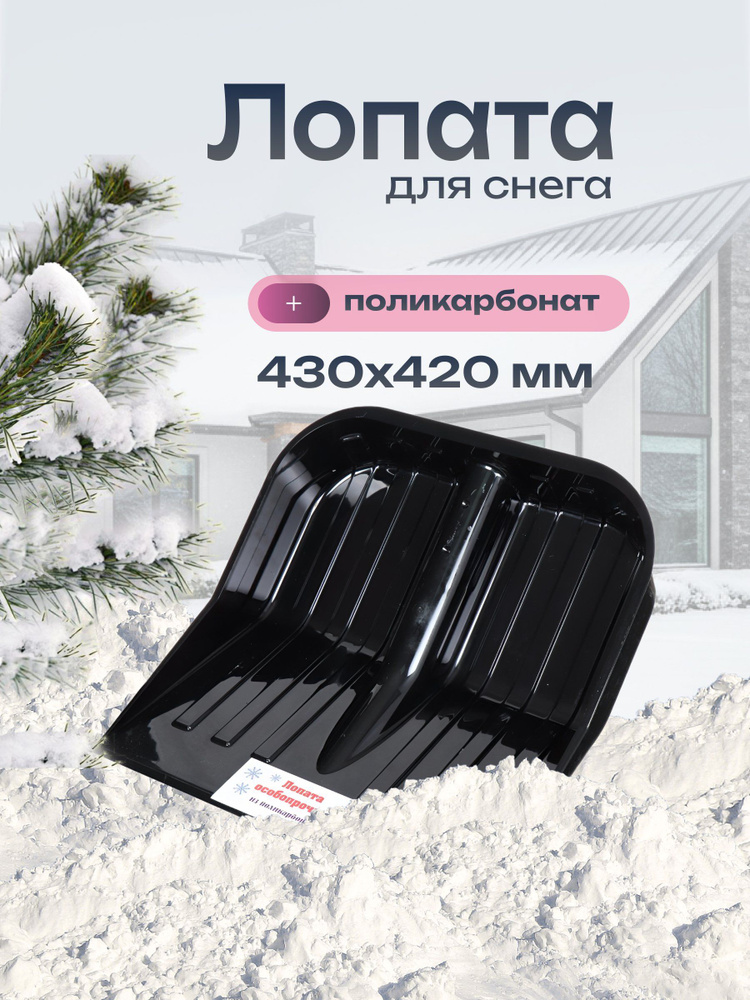 Альтернатива Лопата для снега поликарбонат, 430х420 мм, без черенка, тулейка 38.8 мм #1