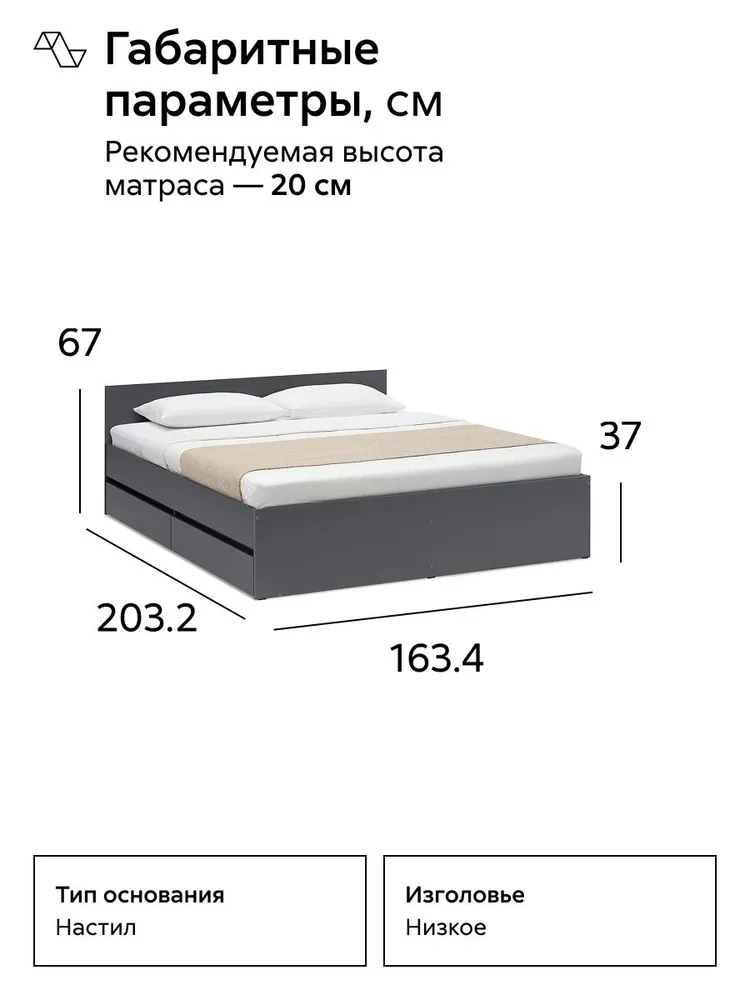 НОНТОН Двуспальная кровать,, 160х200 см, 160x200 см, фото 2