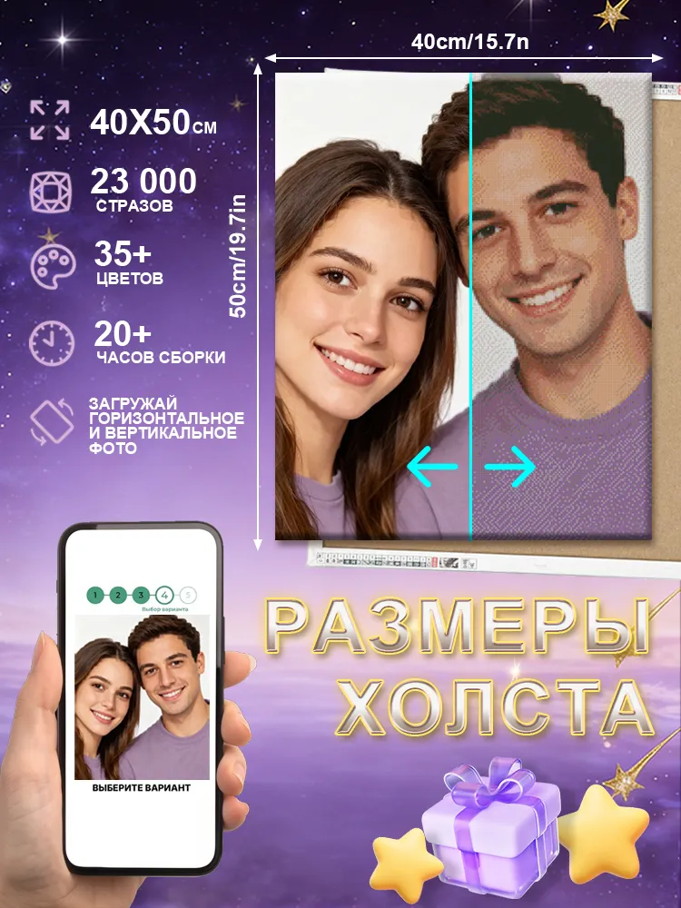 Алмазная мозаика по фото на подрамнике 40x50 cm ,круглые бриллианты/цветной холст/с полным заполнением/поп-арт, 40x50, фото 4