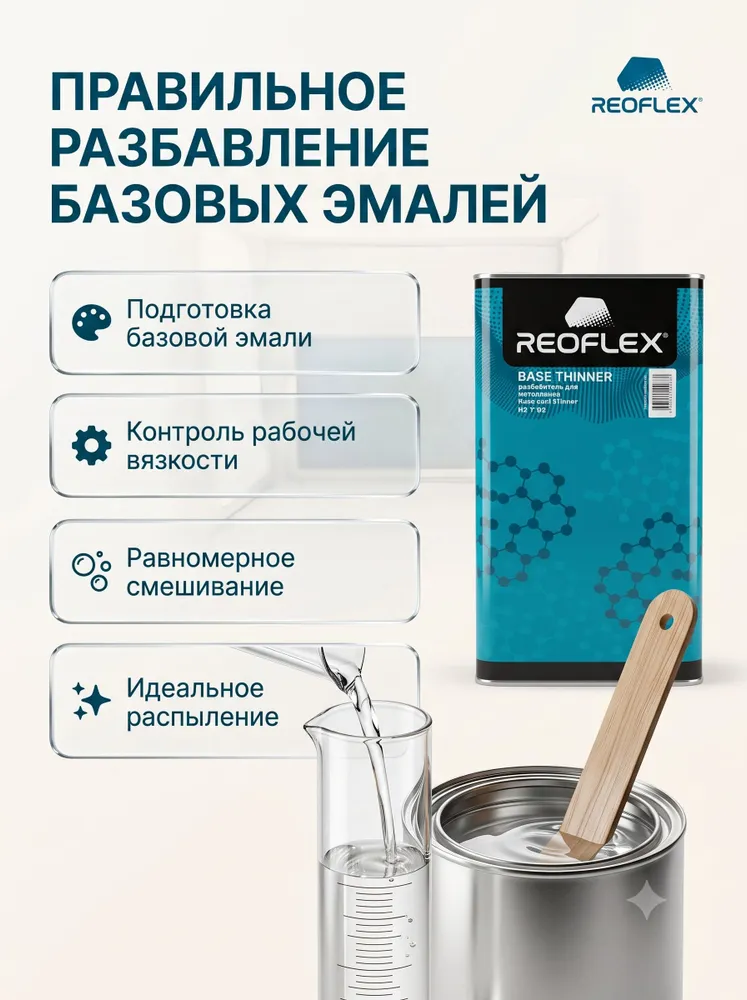 Разбавитель для металликов REOFLEX Base Thinner / канистра 5 литров / RX T-04, вариант, фото 4