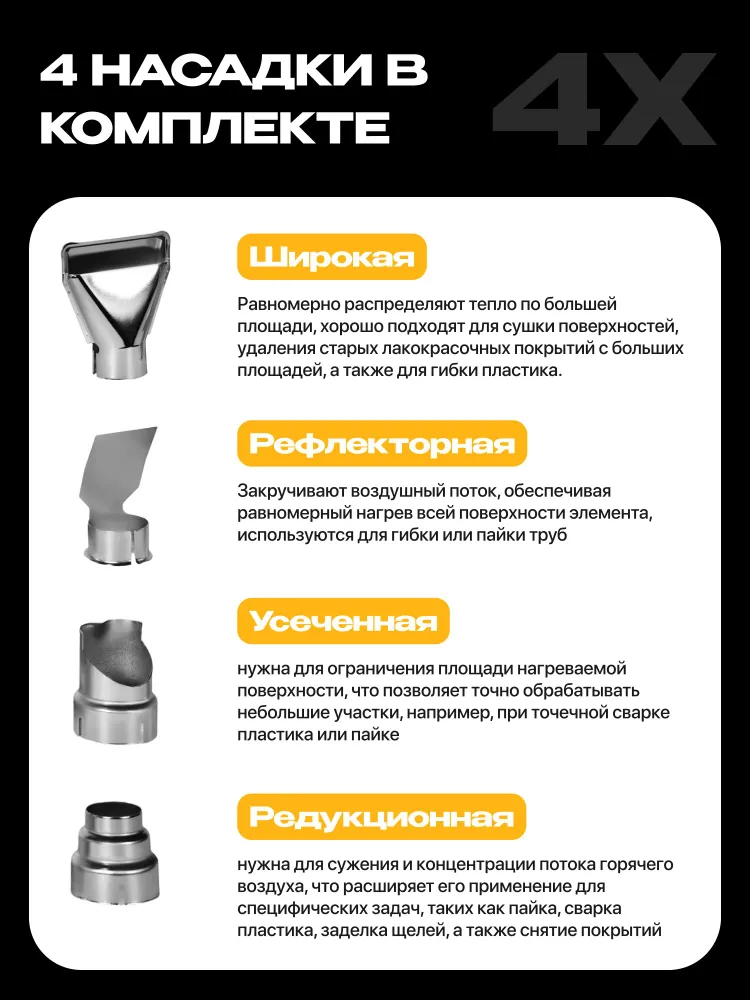 Фен строительный с регулировкой температуры профессиональный 2600 ВТ, 2600 Вт, фото 3