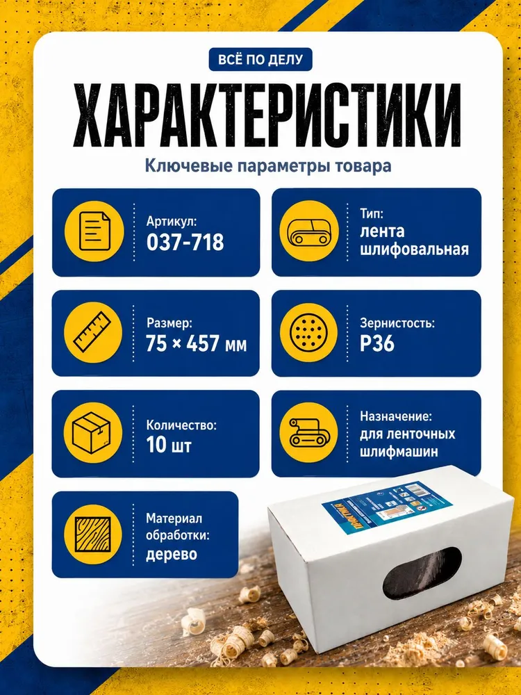 Лента шлифовальная ПРАКТИКА 75 х 457 мм P36 коробка 10 шт., 75x457 мм, 10 шт, фото 2