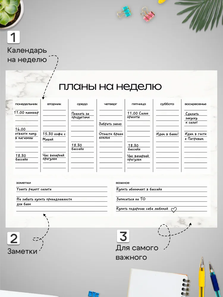 Планер магнитный на холодильник недельный Clole Mind, вариант, фото 3